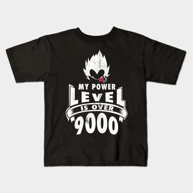 Vegeta Power Level - white print Kids T-Shirt by wookiemike